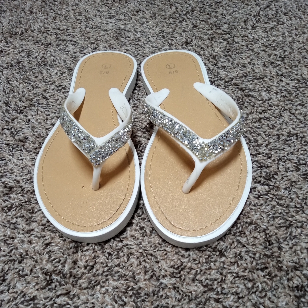 White Rhinestone Sandals